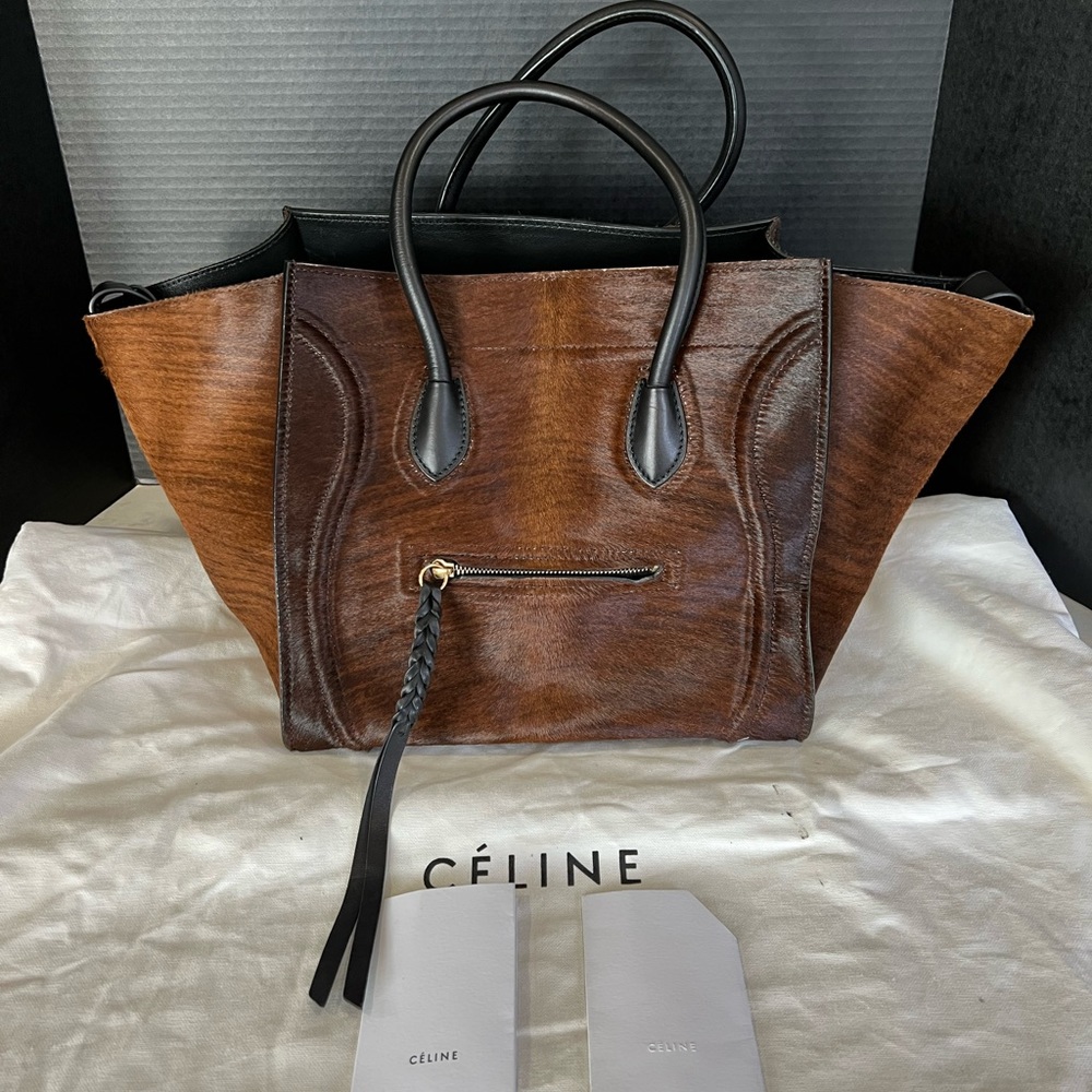 FLASH VALENTINE’S SALE Shaded Pony Hair Calfskin Medium Phantom Luggage Brown